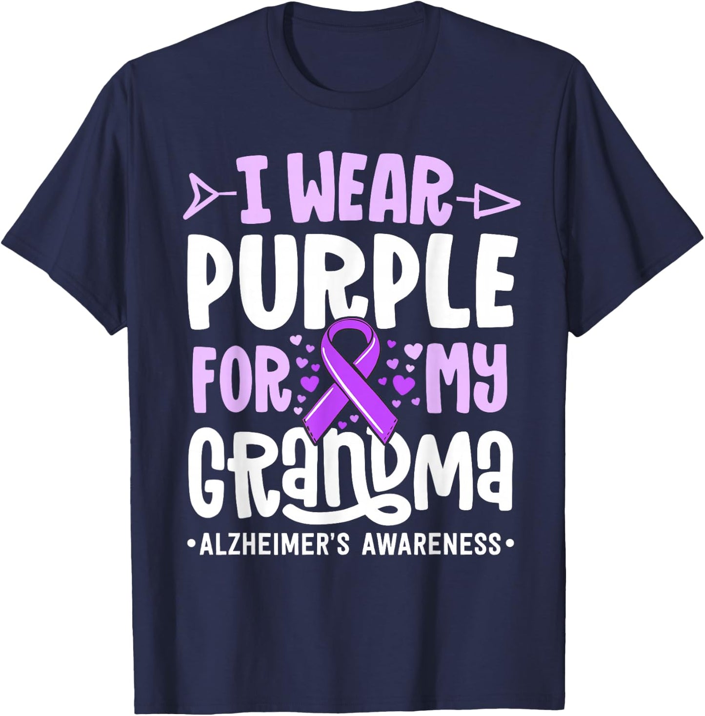 I Wear Purple For My Grandma Alzheimers Family Awareness T-Shirt - T-Shirt | Navy