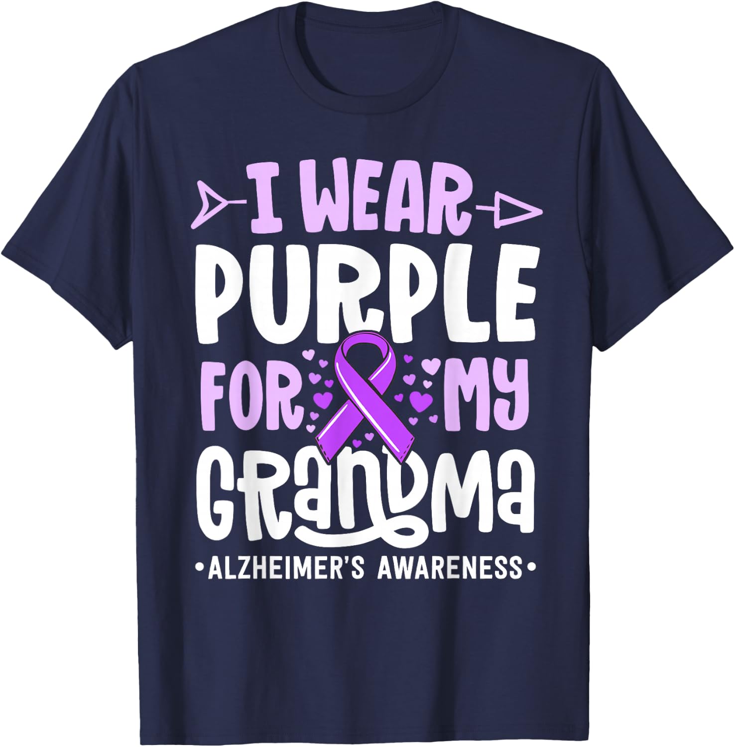 I Wear Purple For My Grandma Alzheimers Family Awareness T-Shirt - T-Shirt | Navy