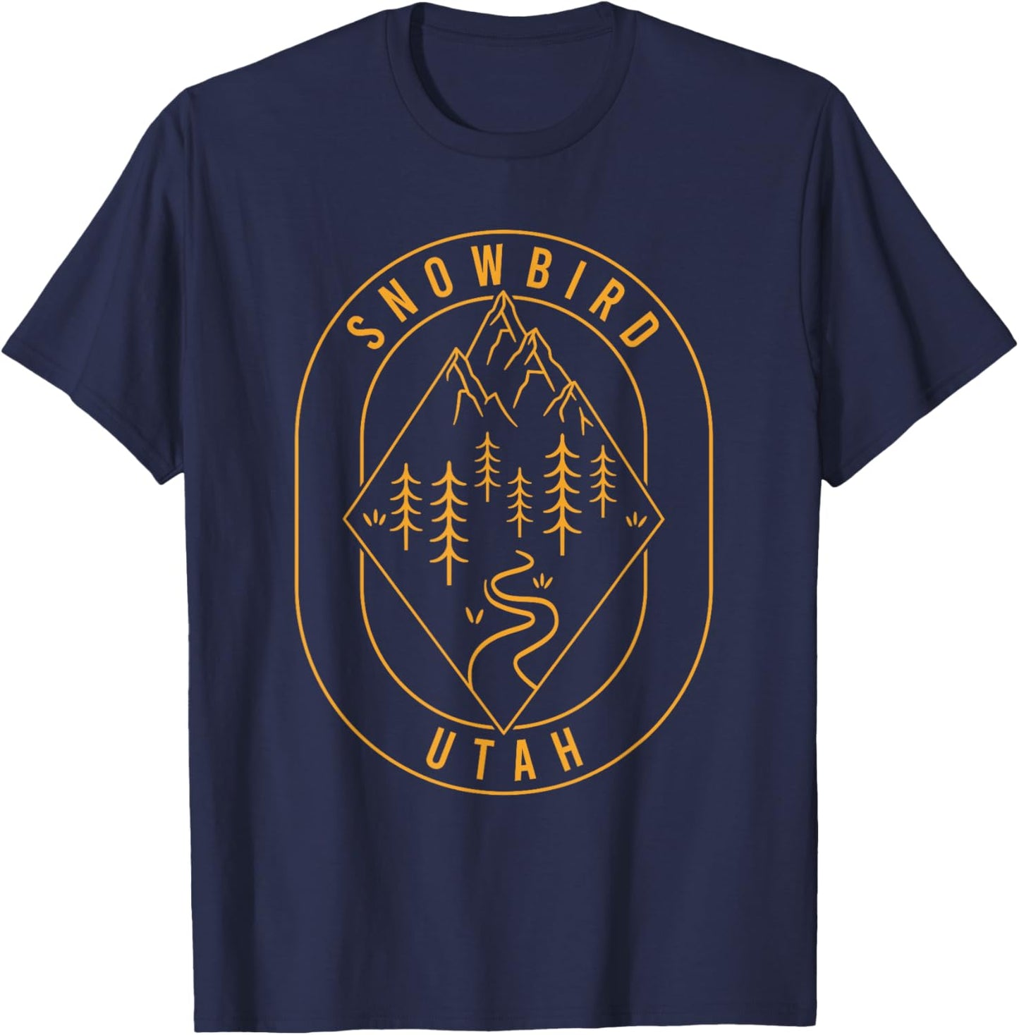 Snowbird Mountains Utah Hiking Outdoors Minimal T-Shirt - T-Shirt | Navy
