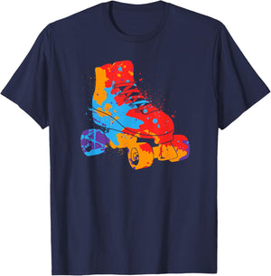 Roller Skater Colorful Rollerskate Women Roller Skating Kids T-Shirt - T-Shirt | Navy