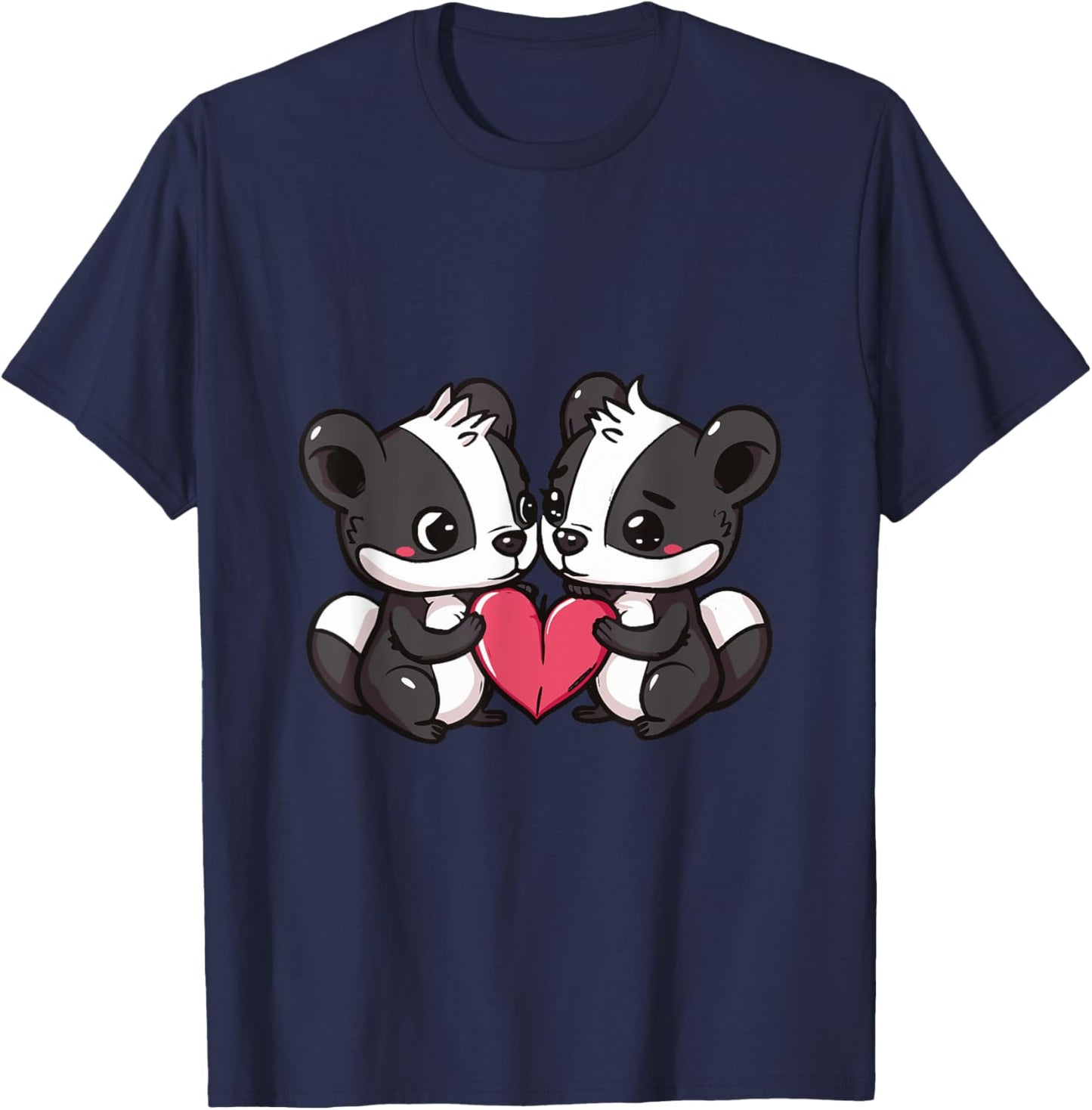 Cute Skunk Love Couple | Valentines Day T-Shirt - T-Shirt | Navy