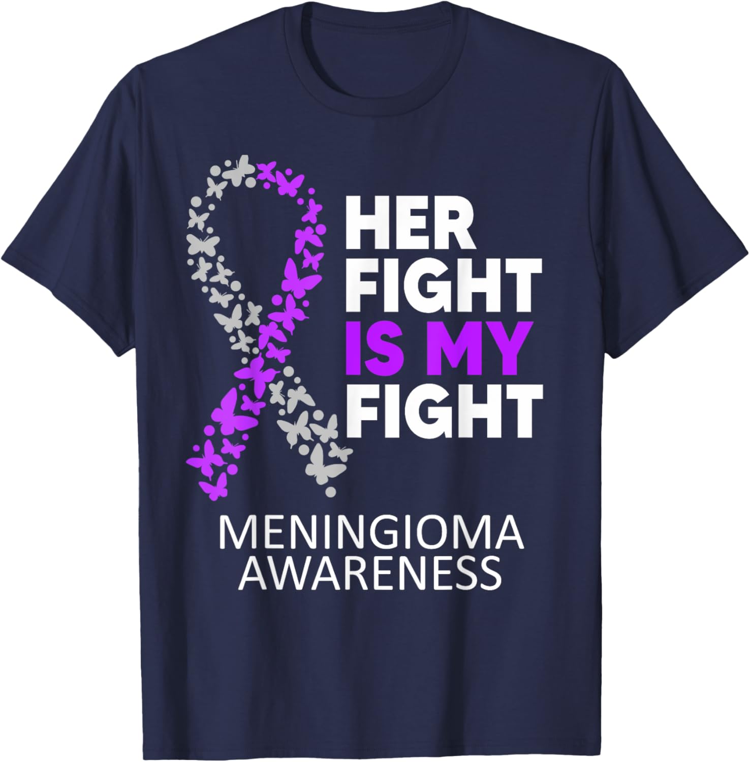 Meningioma Warrior Meningioma Brain Tumor Awareness T-Shirt - T-Shirt | Navy