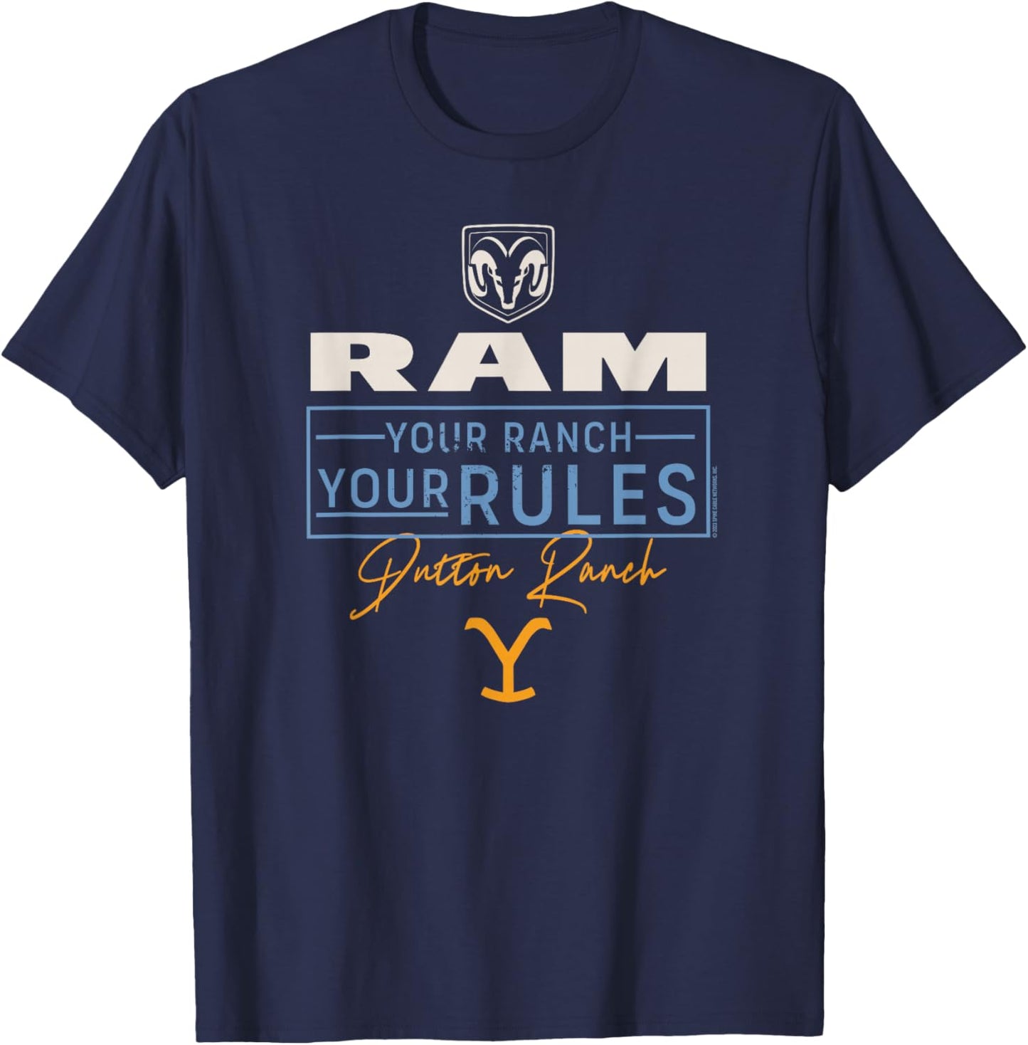 Yellowstone x Ram Truck Your Ranch Your Rules T-Shirt - T-Shirt | Navy