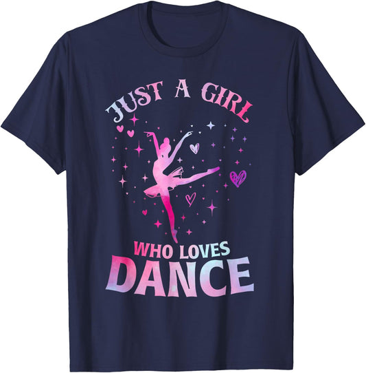 Just A Girl Who Loves Dance Ballet Dancer Heart Gift T-Shirt - T-Shirt | Navy