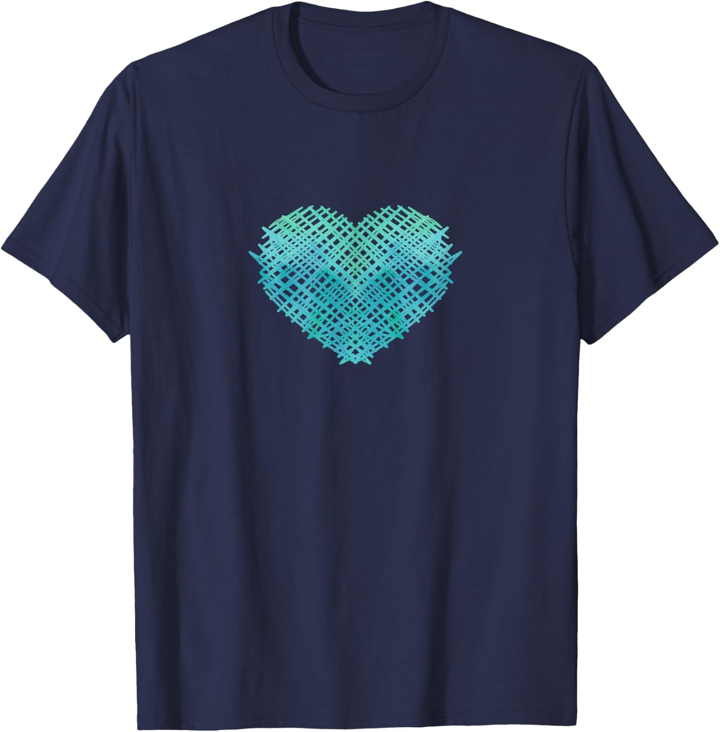 Heart Teal Watercolor Gift a Girl T-Shirt - T-Shirt | Navy