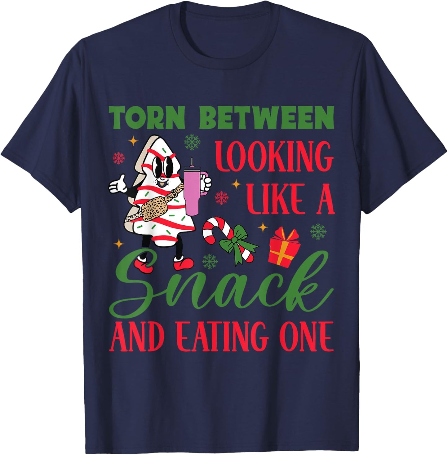 Torn Between Looking Like A Snack And Eating One Christmas T-Shirt - T-Shirt | Navy