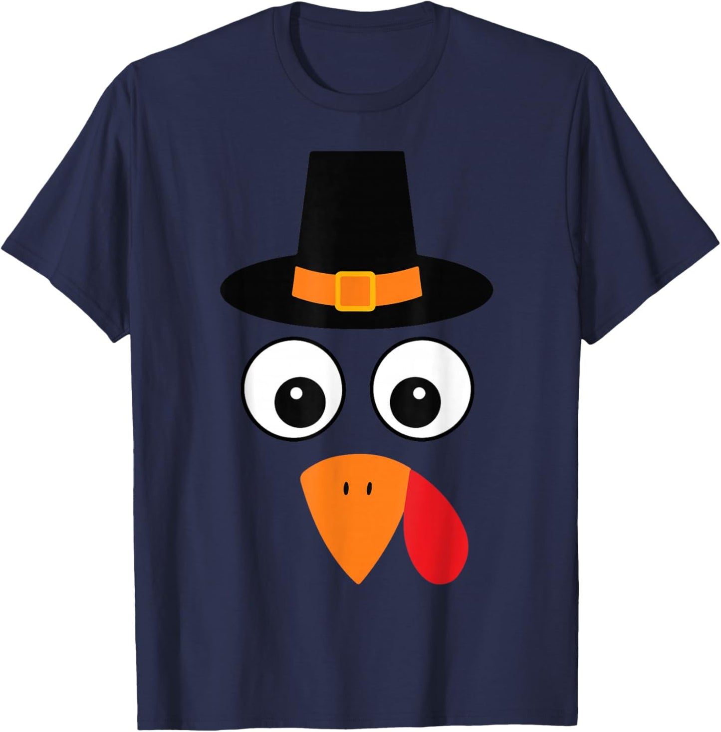 Thanksgiving Turkey Face Pilgrim Toddler Turkey Trot Costume T-Shirt - T-Shirt | Navy