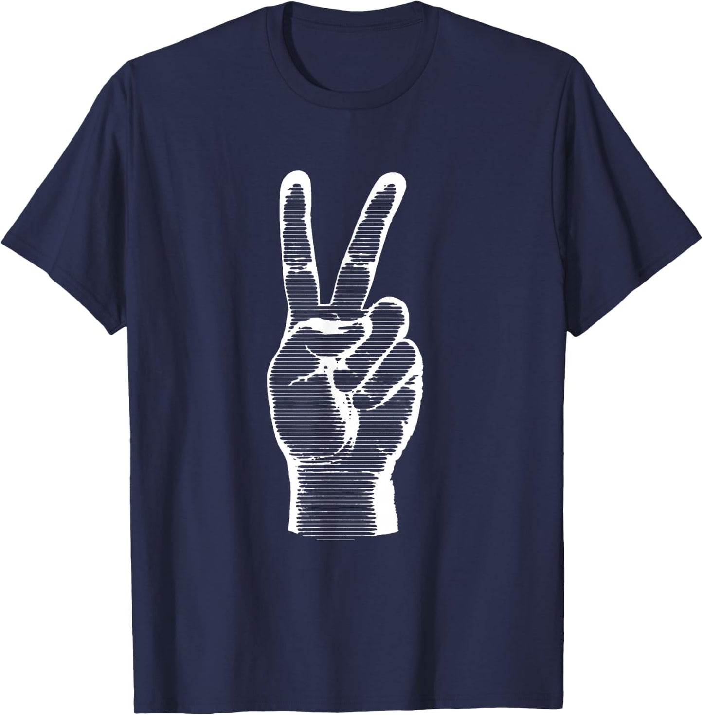 Hand Finger Sign Peace Awareness Symbol T-Shirt - T-Shirt | Navy