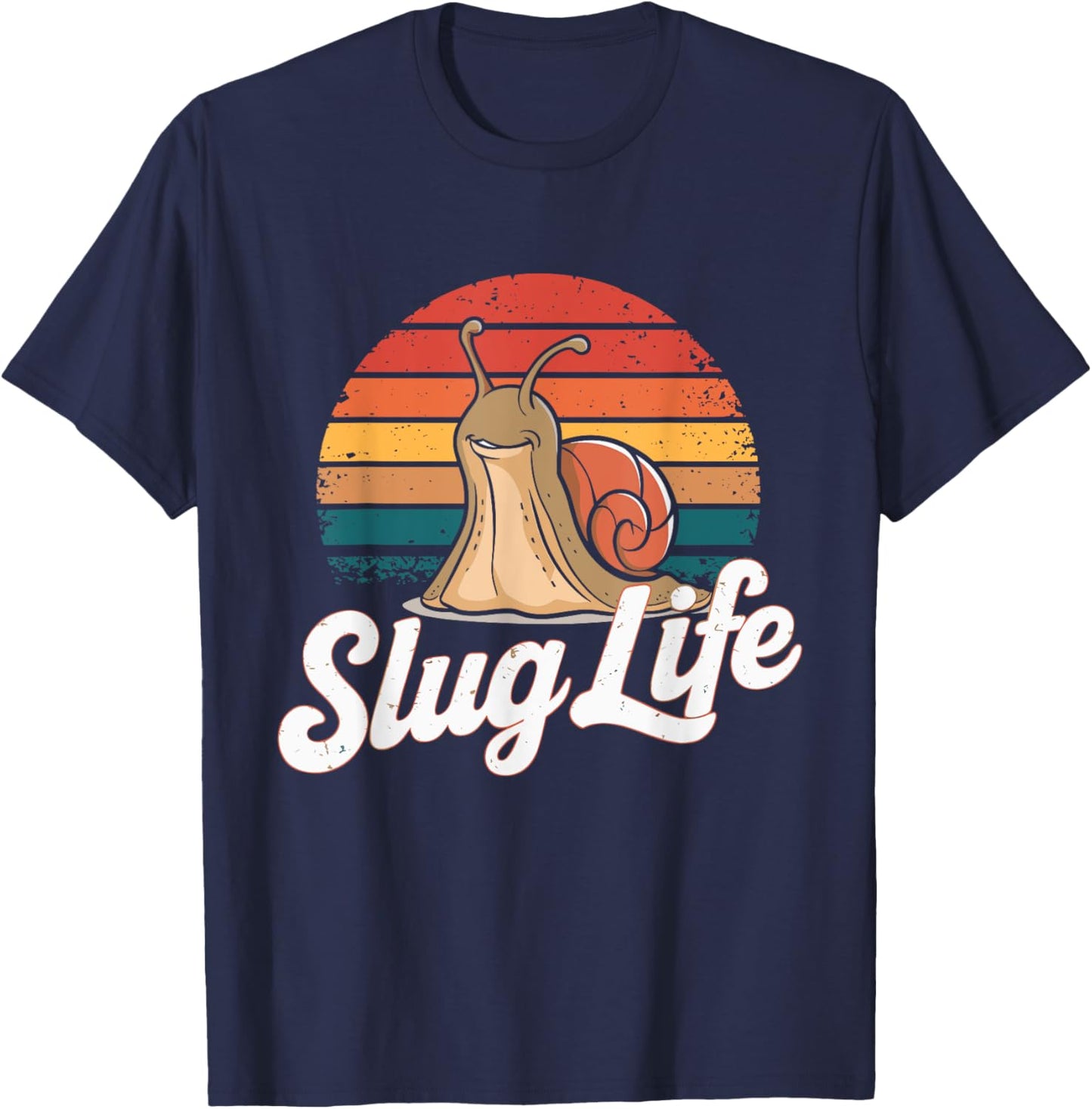 Slug Life Retro funny Snail Design T-Shirt - T-Shirt | Navy
