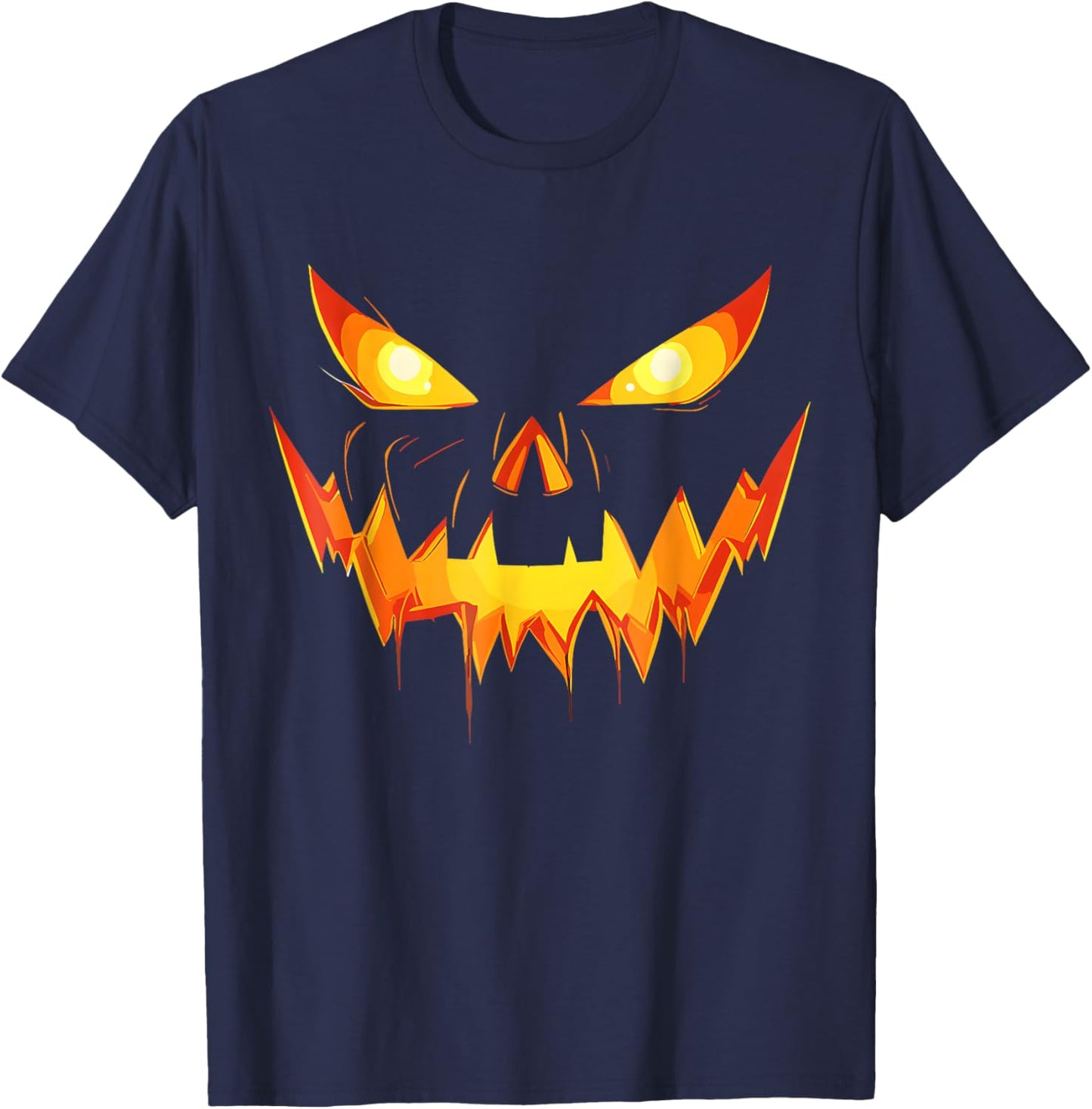 Scary Spooky Jack O Lantern Face Pumpkin Men Boys Halloween T-Shirt - T-Shirt | Navy
