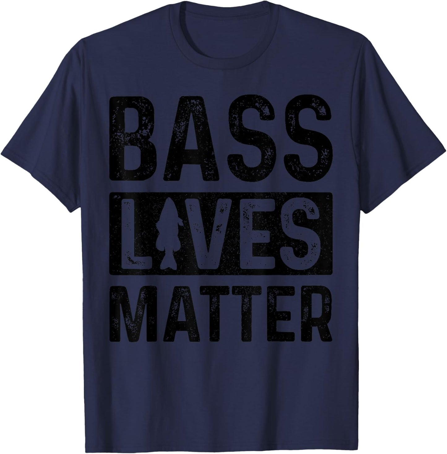 Bass Lives Matter Largemouth Fishing Funny Fisherman Gift T-Shirt - T-Shirt | Navy