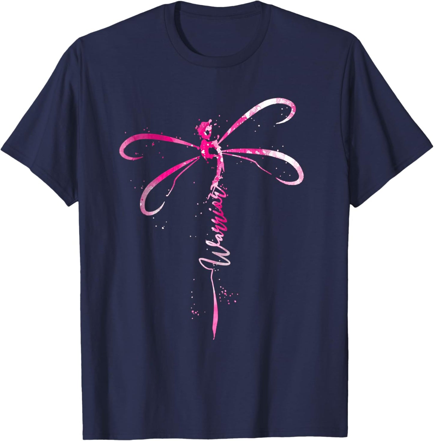 Breast Cancer Warrior Breast Cancer Awareness Dragonfly T-Shirt - T-Shirt | Navy