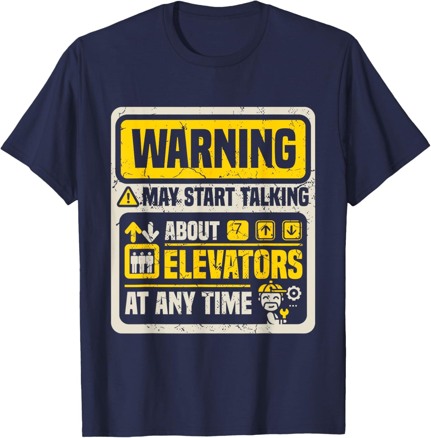 Elevator Mechanic Elevator Technician T-Shirt - T-Shirt | Navy