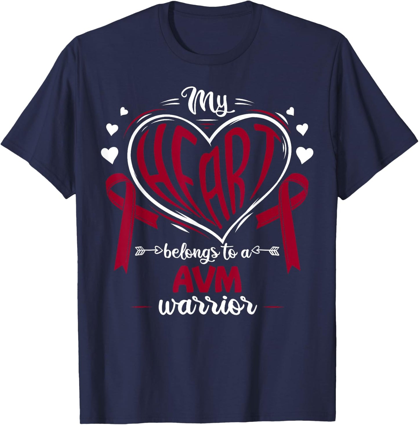 AV Malformation My Heart Belongs To A AVM Warrior AVM T-Shirt - T-Shirt | Navy