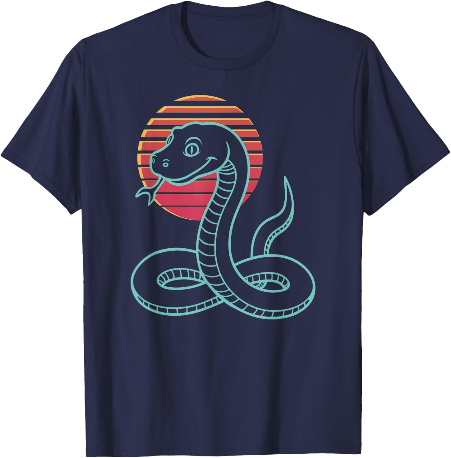 Snake Lover Serpent Reptile Retro Synthwave 80s T-Shirt - T-Shirt | Navy