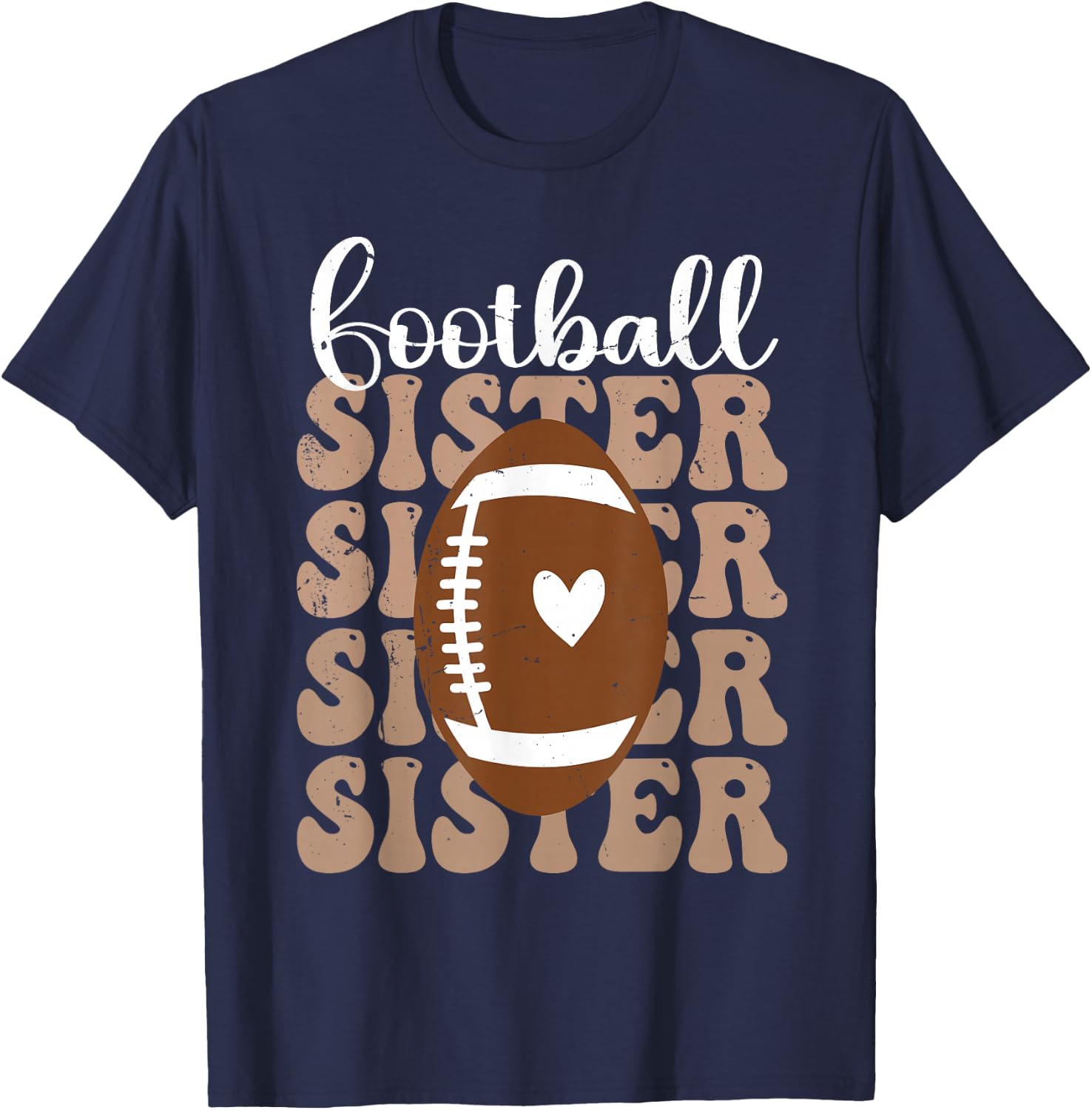 Football Sister Vintage Sport Lover Sister Mothers Day T-Shirt - T-Shirt | Navy
