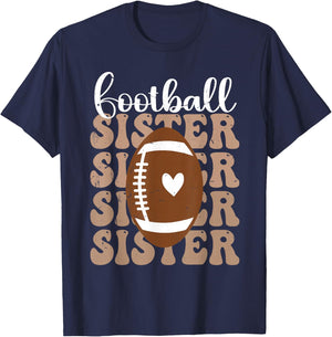 Football Sister Vintage Sport Lover Sister Mothers Day T-Shirt - T-Shirt | Navy