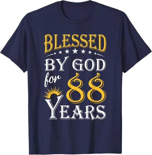 Vintage Blessed by God for 88 years Happy 88th Birthday T-Shirt - T-Shirt | Navy