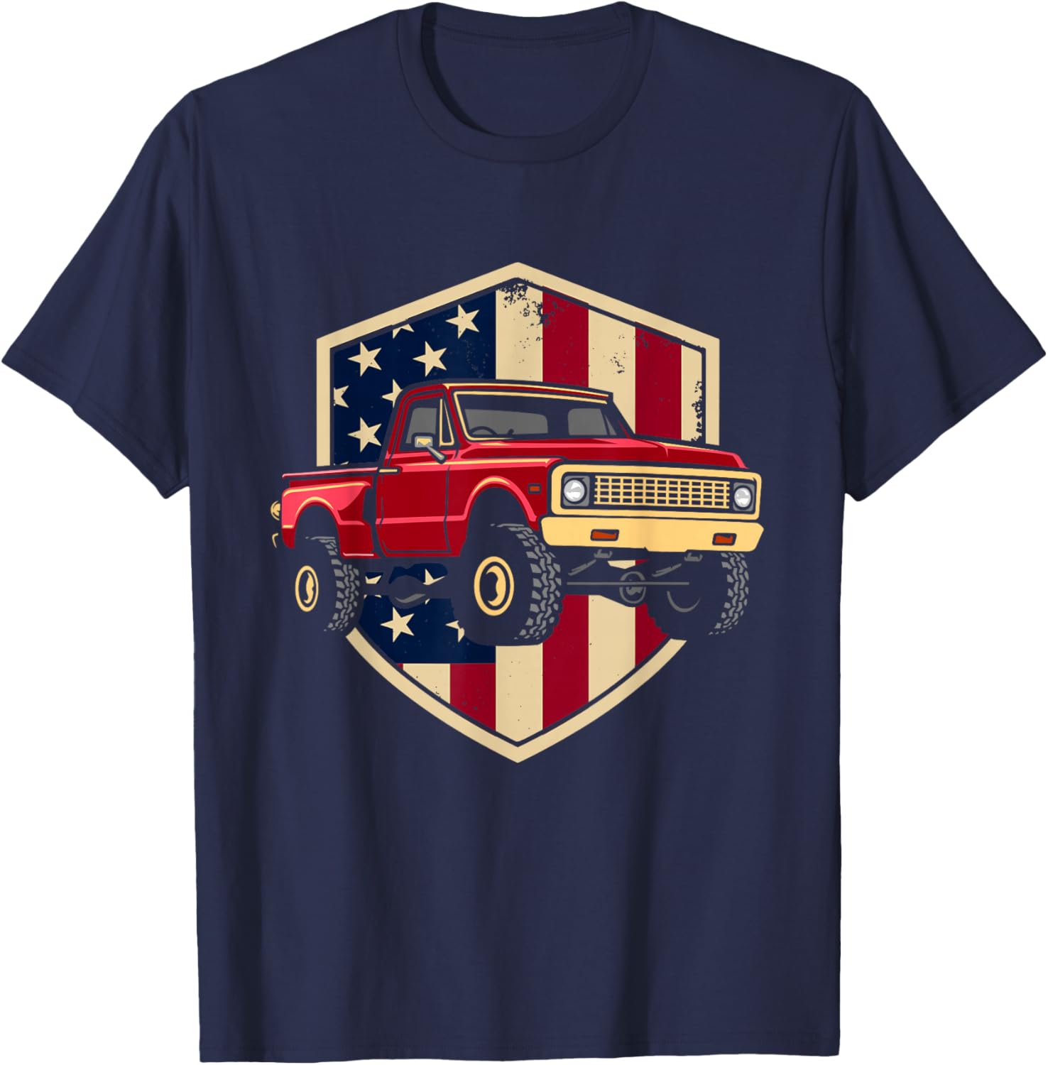 Patriotic Red Pickup Truck American Pride T-Shirt - T-Shirt | Navy