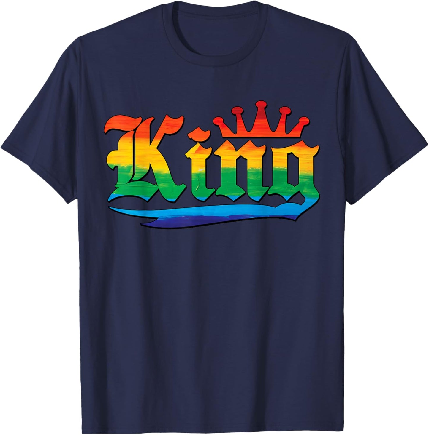 Drag King with Crown Rainbow Gay Pride T-Shirt - T-Shirt | Navy