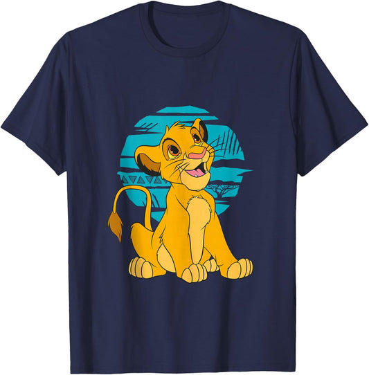 Disney The Lion King Young Simba Happy Blue Retro T-Shirt - T-Shirt | Navy