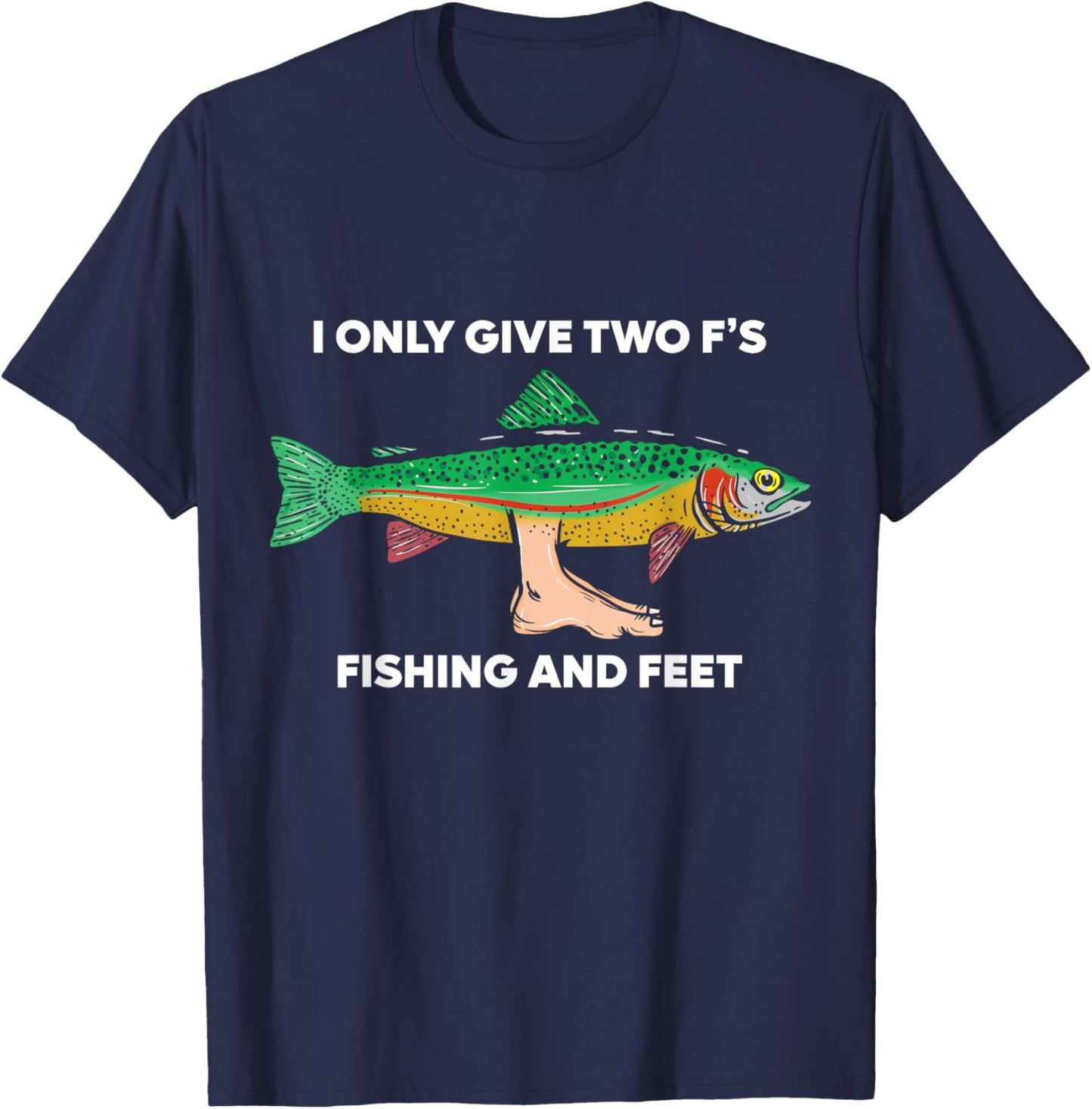 Oddly Specific Apparel -Adults Fishing Black Small Classic Fit Short Sleeve Modern Humor Irony Satirical Design T-Shirt - T-Shirt | Navy