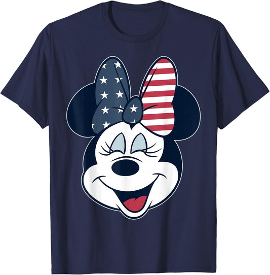 Disney Mickey And Friends Minnie American Flag Bow T-Shirt - T-Shirt | Navy