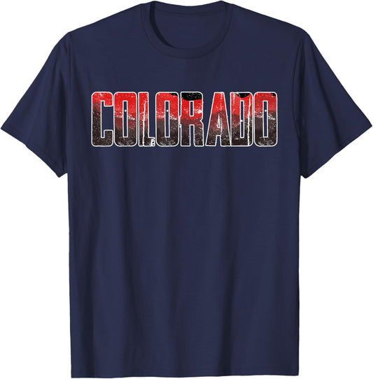 Colorado Mountains Nature Retro Landscape Adventure T-Shirt - T-Shirt | Navy