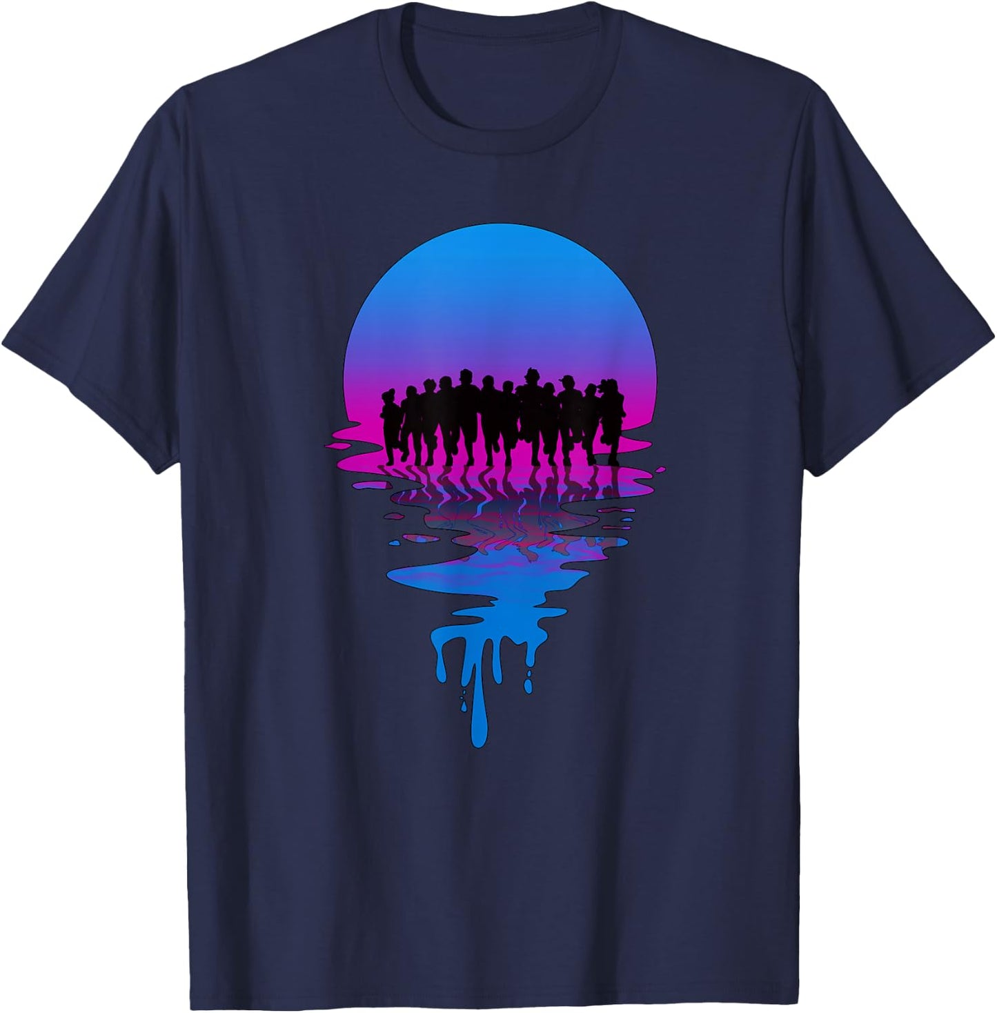Vintage Retro Sunset Marathon T-Shirt - T-Shirt | Navy