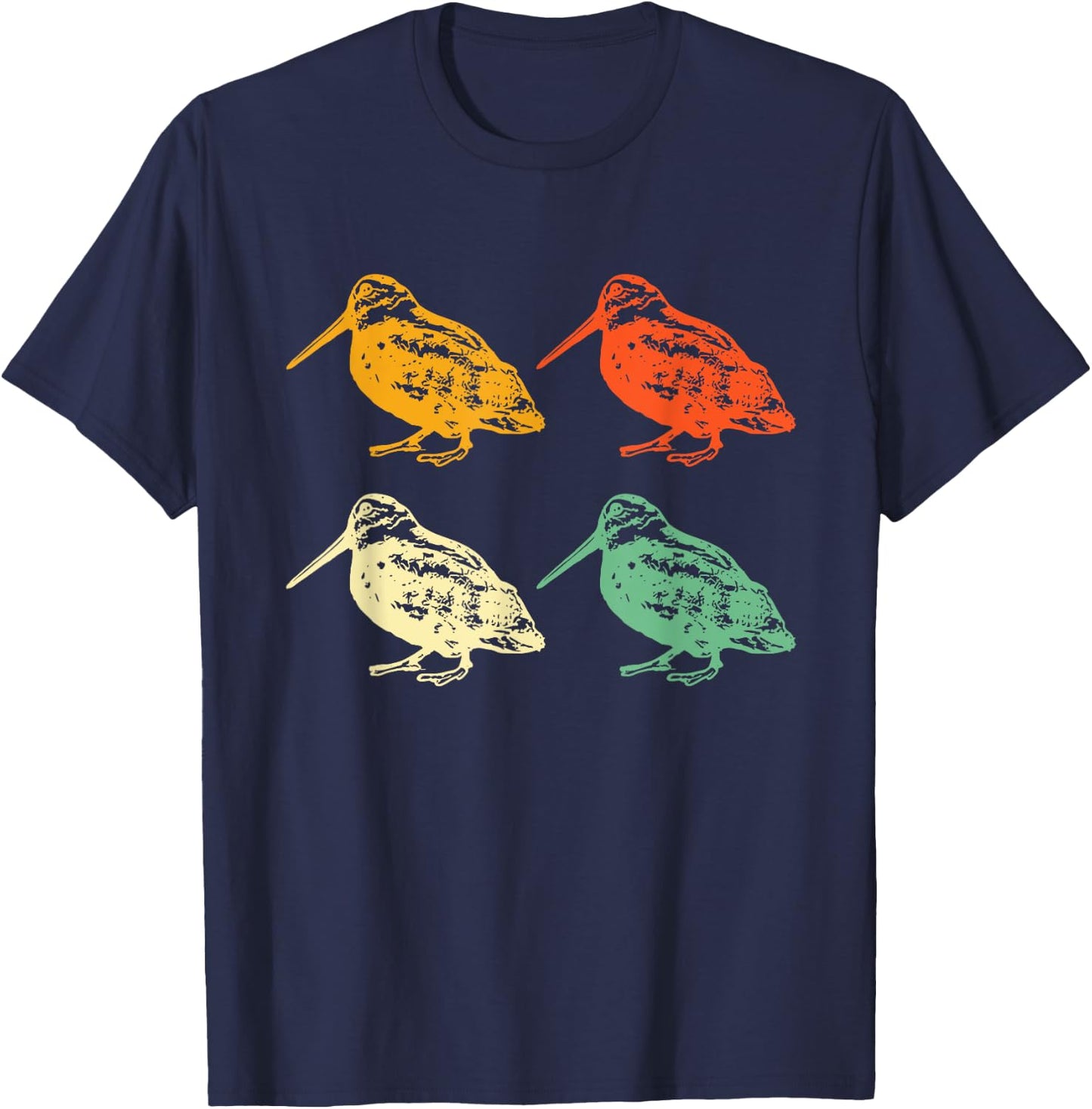 American Woodcock Bird Hunting Hunt Season Gift Retro-Modern -Adults, Kids Classic Fit Collarless Short Sleeve Black T-Shirt - T-Shirt | Navy