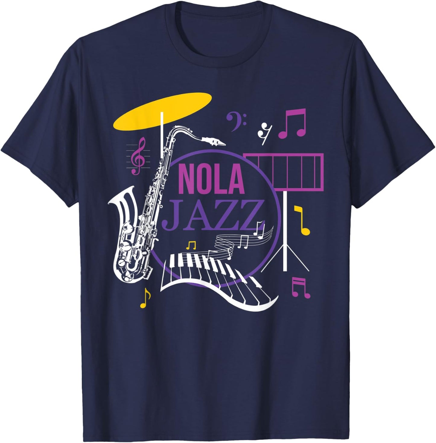 Vintage Jazz Music NOLA Jazz Festival Novelty Souvenir T-Shirt - T-Shirt | Navy