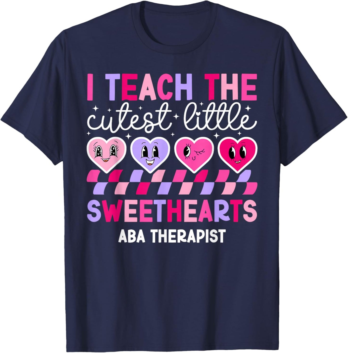ABA Therapist Valentine ABA Therapy Valentines Day T-Shirt - T-Shirt | Navy