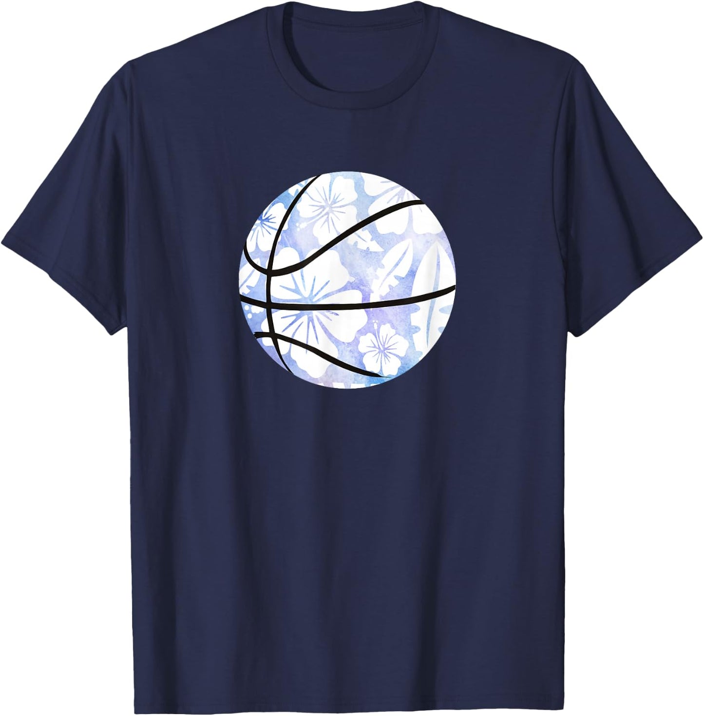 Hawaiian Hibiscus Basketball Hawaii Lover Beach Aloha Player T-Shirt - T-Shirt | Navy