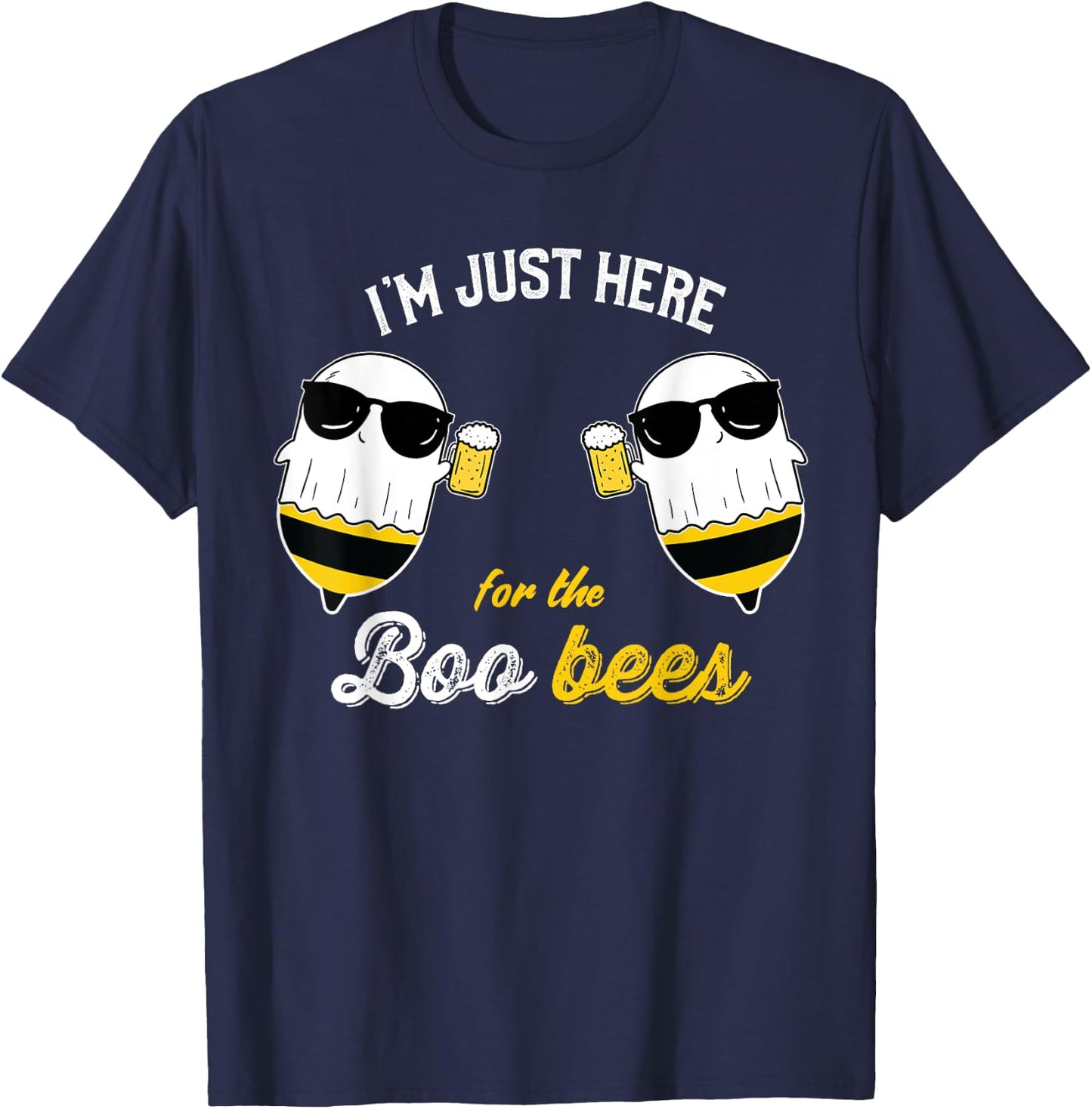 I'm just Here for the Boo Bees Halloween Funny T-Shirt - T-Shirt | Navy