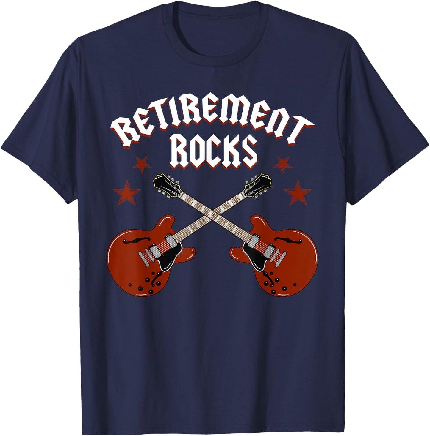 Retirement Rocks Electric Guitar Musical String Instrument T-Shirt - T-Shirt | Navy