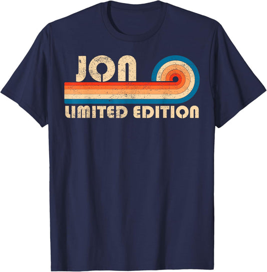 JON First Name Funny Retro Vintage Birthday T-Shirt - T-Shirt | Navy
