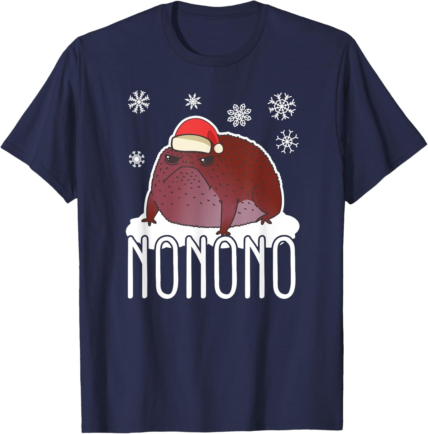 Cute Black Desert common Rain Frog with Christmas Hat T-Shirt - T-Shirt | Navy