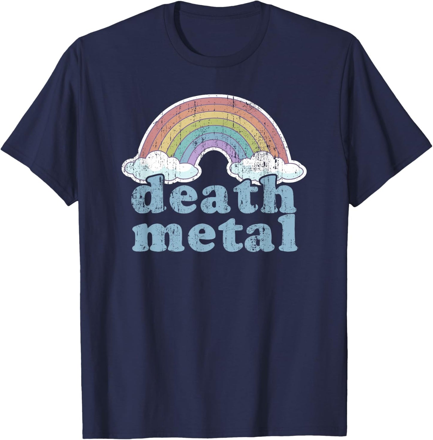 DEATH METAL Rainbow Funny Retro Vintage Rock Music Metalhead T-Shirt - T-Shirt | Navy