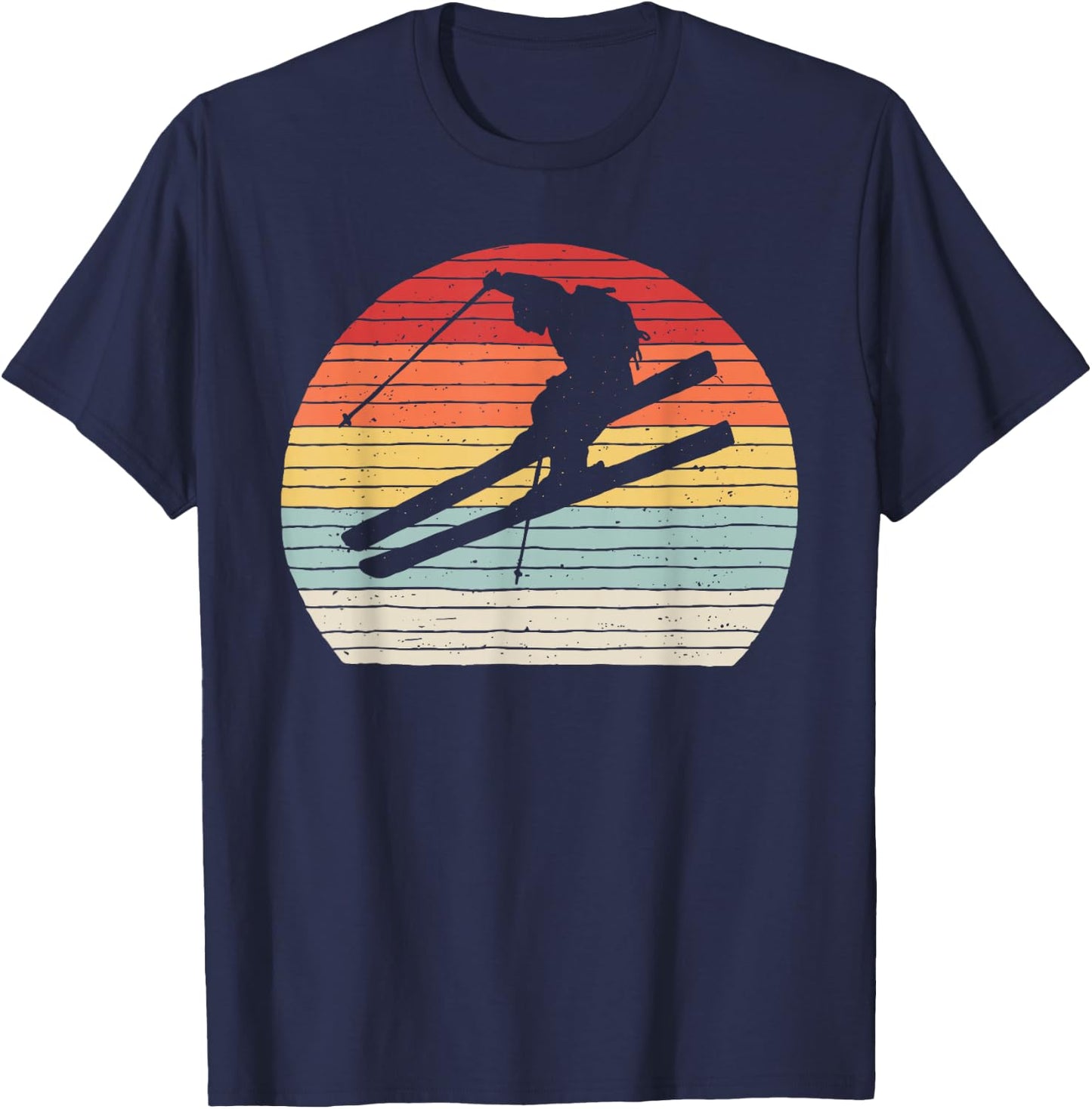 Vintage Retro Winter Sports Skiing T-Shirt - T-Shirt | Navy
