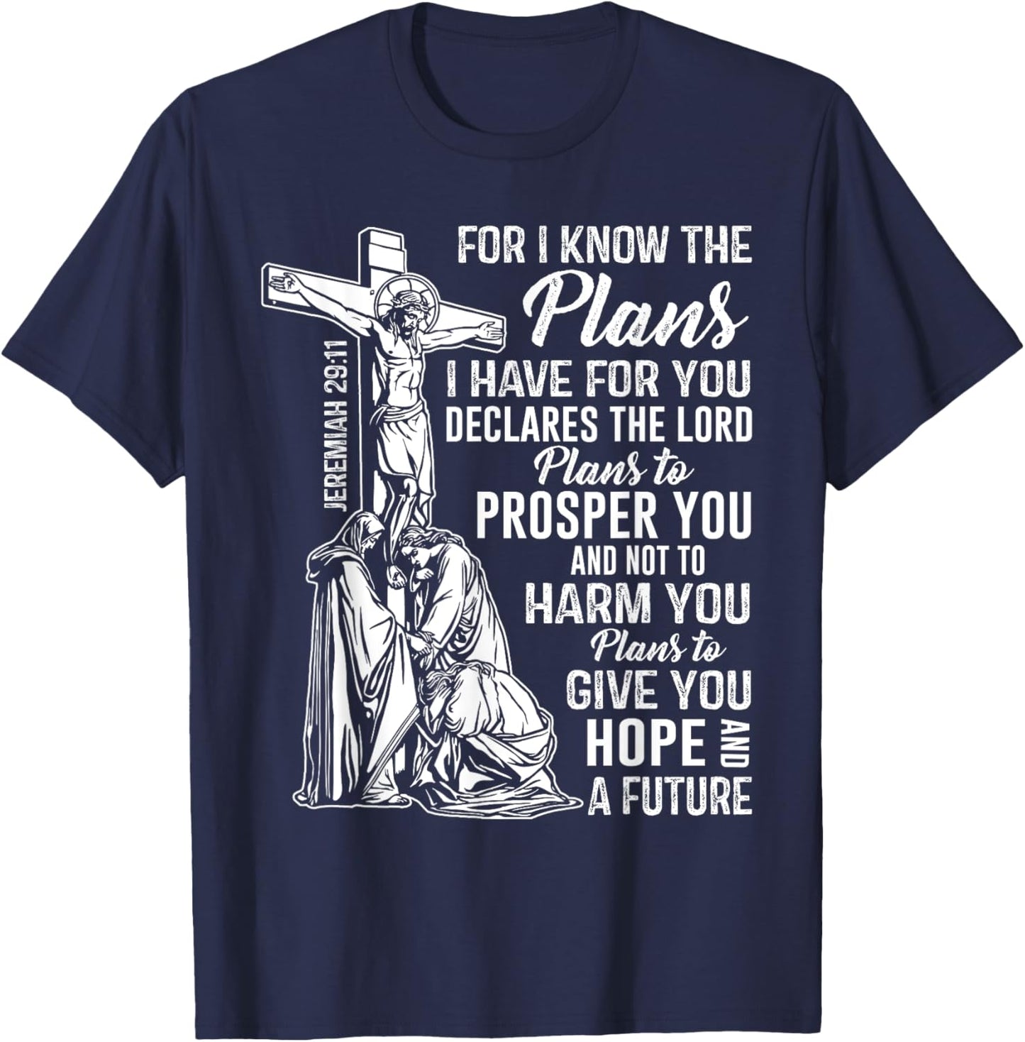 Jeremiah 2911 Christian Bible Verse Gifts Cross Scripture ap T-Shirt - T-Shirt | Navy