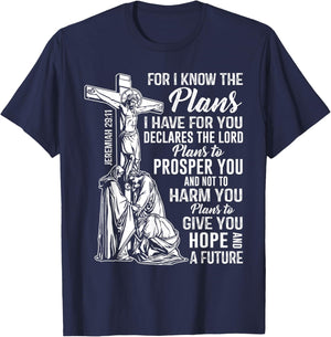 Jeremiah 2911 Christian Bible Verse Gifts Cross Scripture ap T-Shirt - T-Shirt | Navy