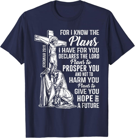 Jeremiah 2911 Christian Bible Verse Gifts Cross Scripture ap T-Shirt - T-Shirt | Navy