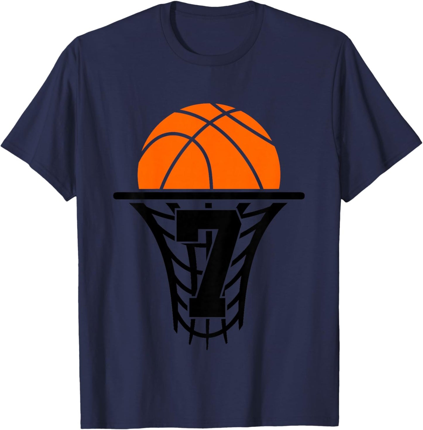 7 Years Basketball 7th Birthday T-Shirt - T-Shirt | Navy