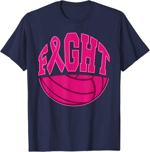 Fight Breast Cancer Volleyball Mammogram Sport Pink Ribbon T-Shirt - T-Shirt | Navy