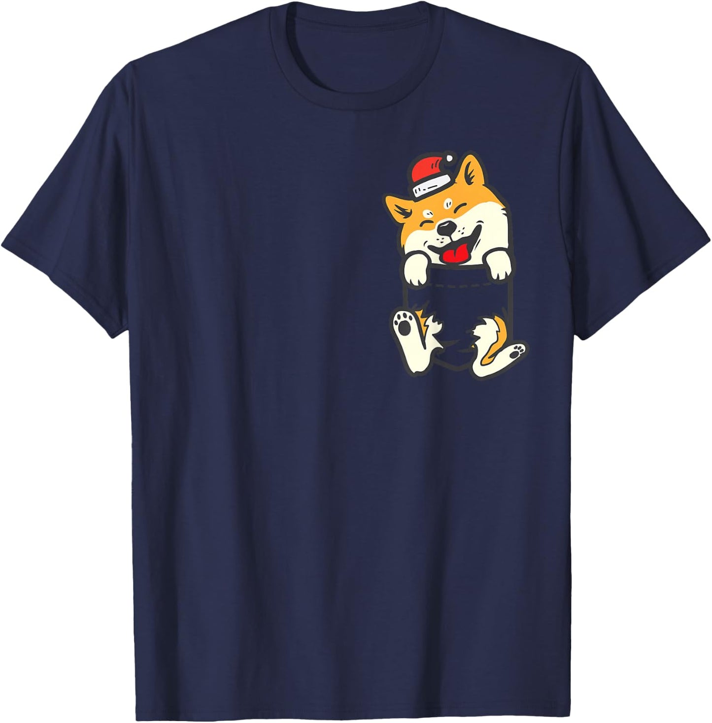 Pocket Santa Shiba Inu Akita Feet Christmas Dog Lover PJ T-Shirt - T-Shirt | Navy
