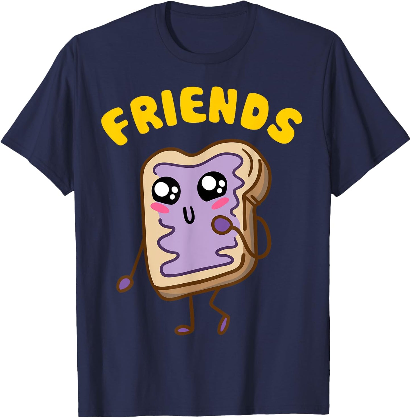 Kawaii Peanut Butter - Jelly - 2/2 BFF Best Friends Matching T-Shirt - T-Shirt | Navy