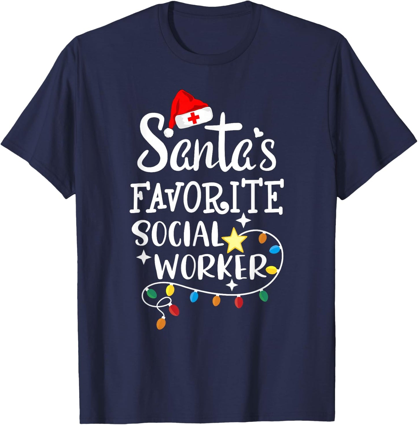 Santa's Favorite social worker Christmas Medical social work T-Shirt - T-Shirt | Navy