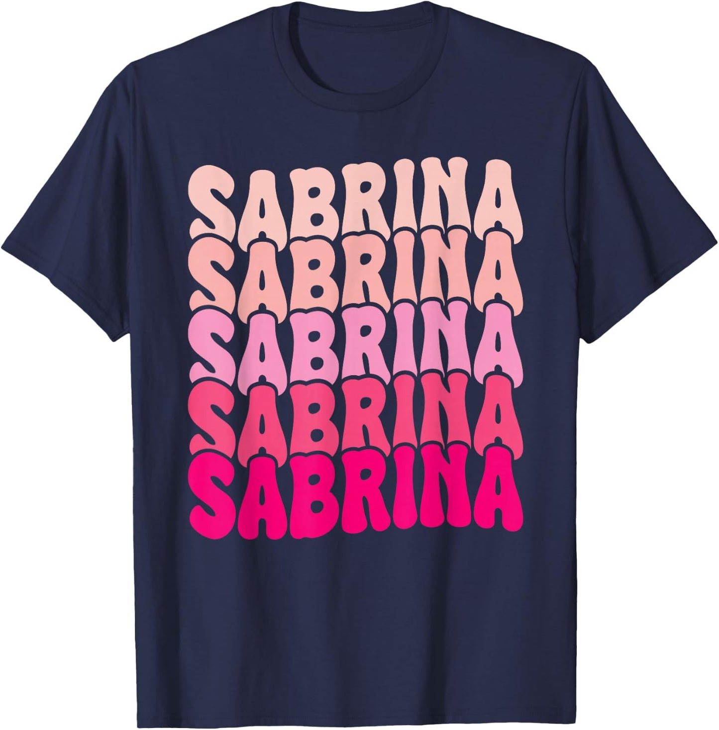 Personalized Name Sabrina I Love Sabrina Groovy 80's T-Shirt - T-Shirt | Navy