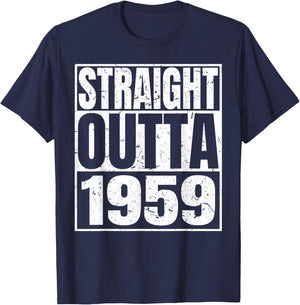 Straight Outta 1959 Retro Birthday Idea Born In 1959 Vintage T-Shirt - T-Shirt | Navy