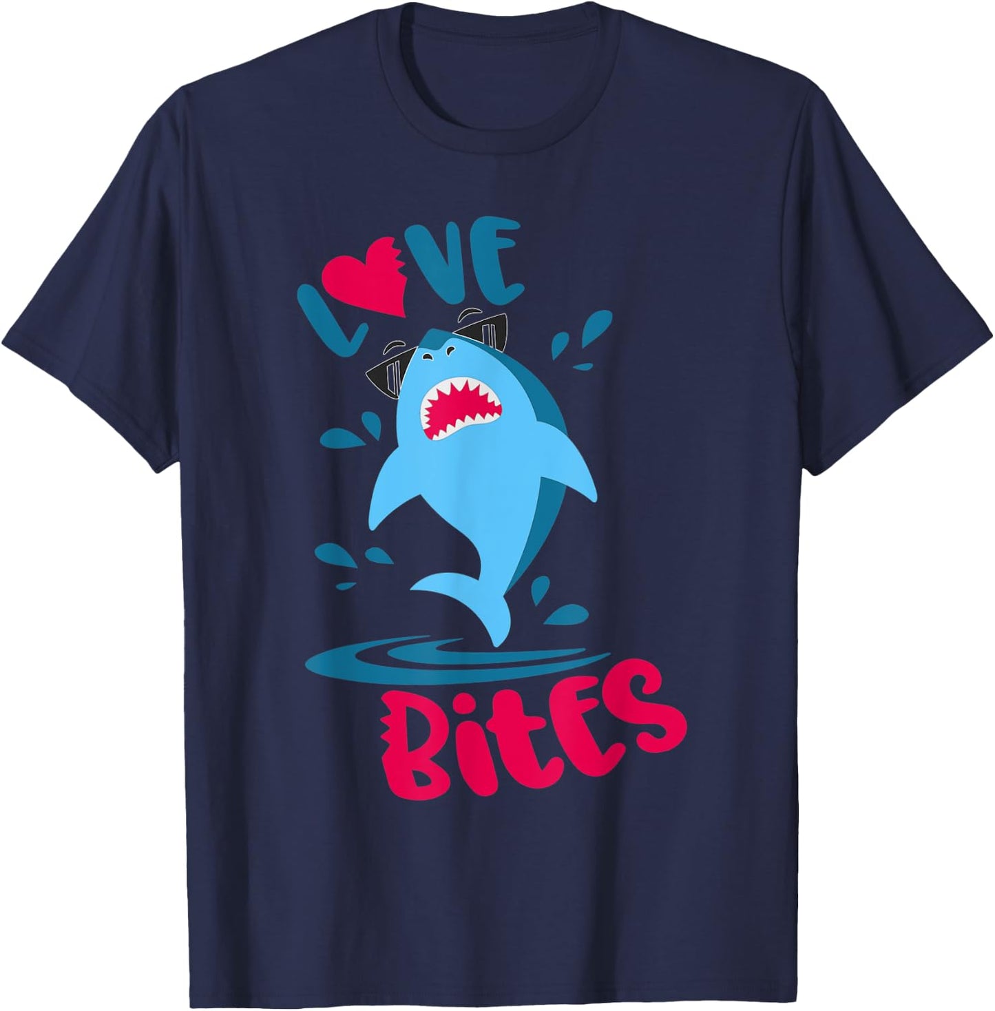 Kids Funny Shark Love Bites Valentines Day Family Matching T-Shirt - T-Shirt | Navy